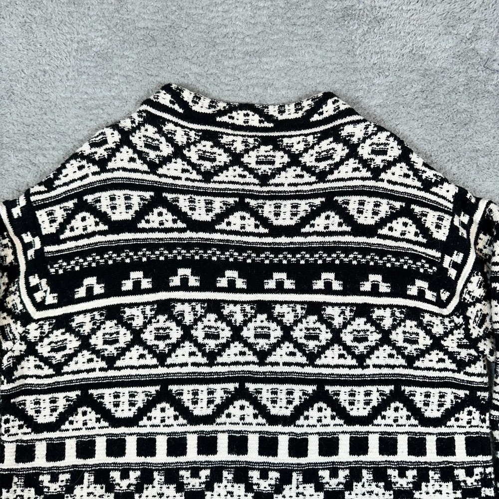 J.JILL Thick Knit Cotton Wool Blend Black & White‎ Pullover Mock Neck Sweater L - Picture 4 of 11